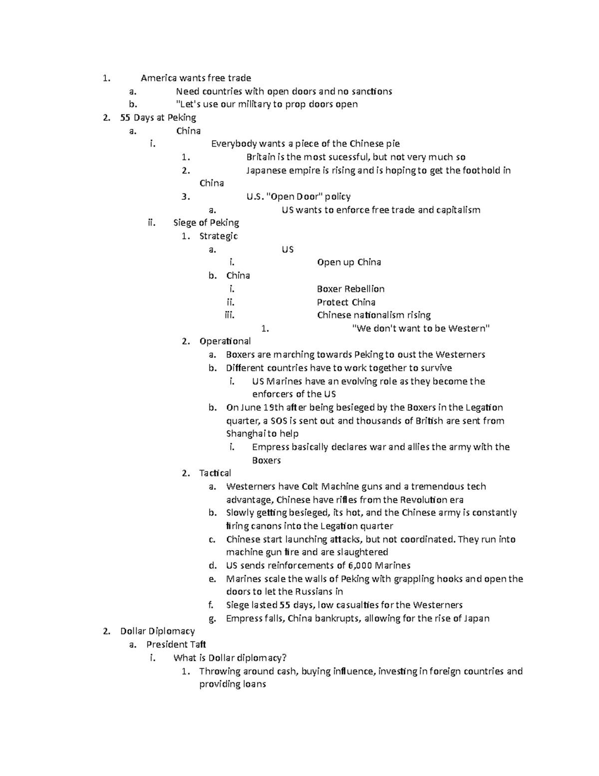 Open Doors - Lecture notes 20 - America wants free trade a. Need ...