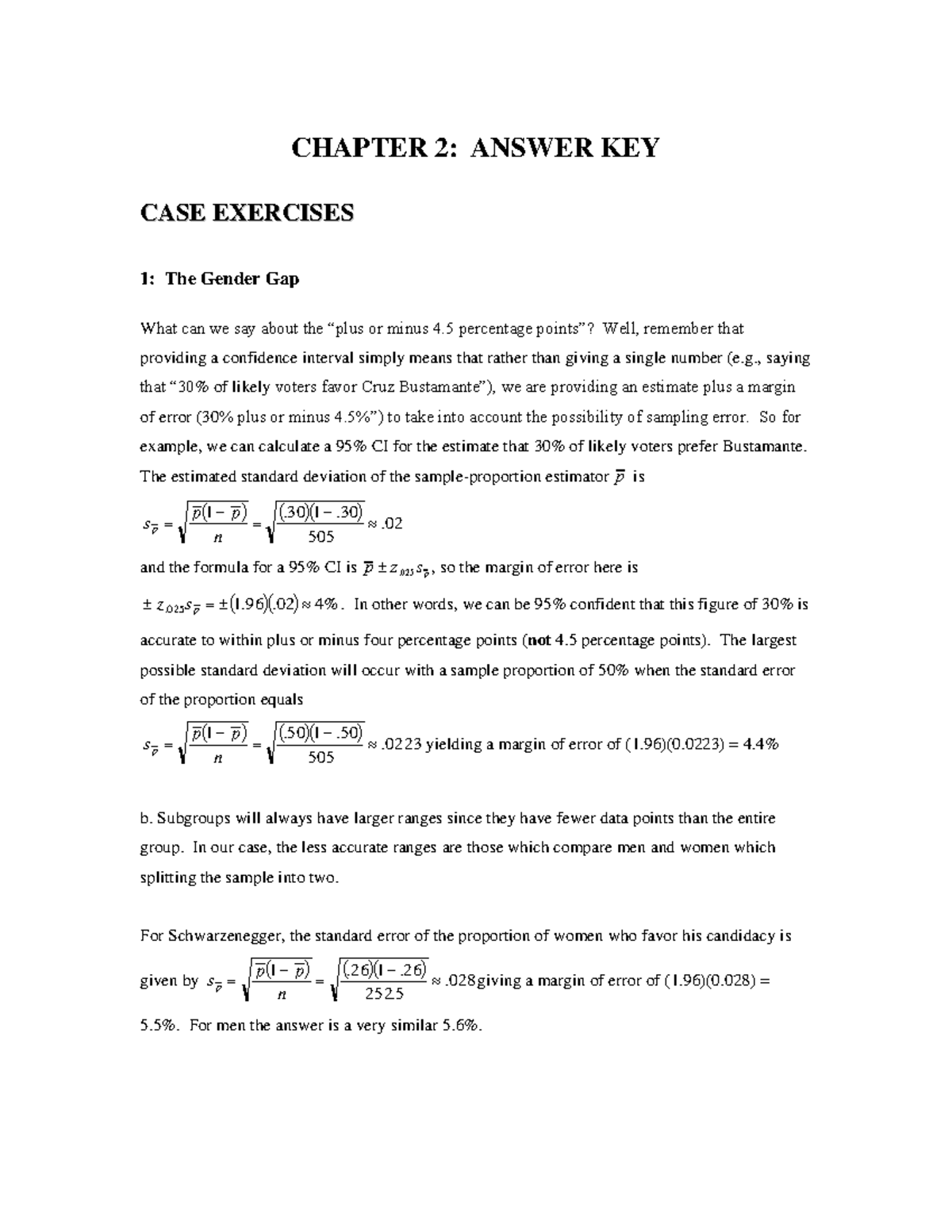 Chapter 2 answers C - CHAPTER 2: ANSWER KEY CCAASSEE EEXXEERRCCIISSEESS ...