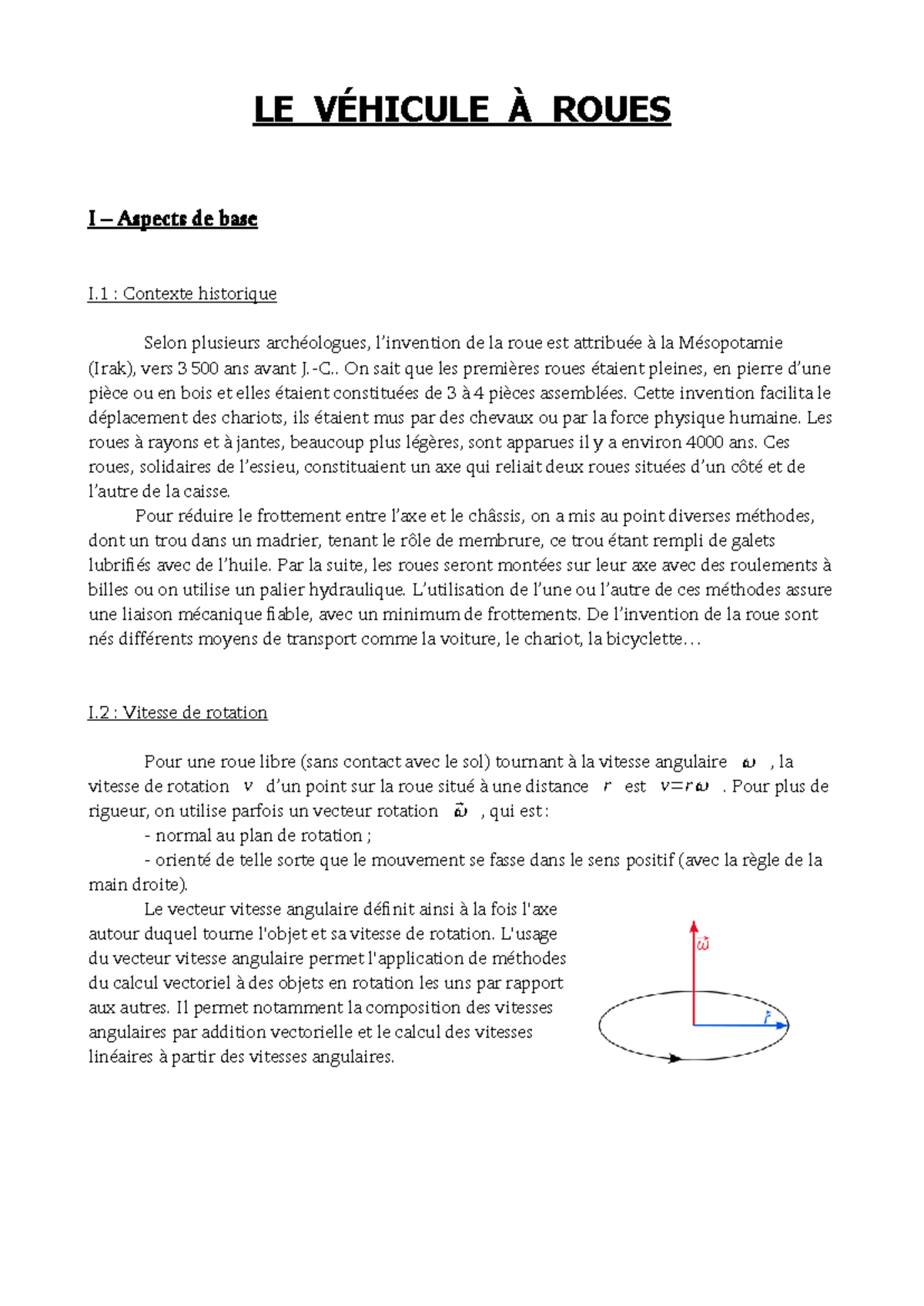 Le véhicule à roues - LE VÉHICULE À ROUES I – Aspects de base I ...