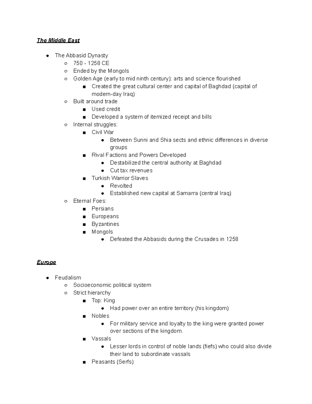 1200-1450 - World History - The Middle East The Abbasid Dynasty 750 ...