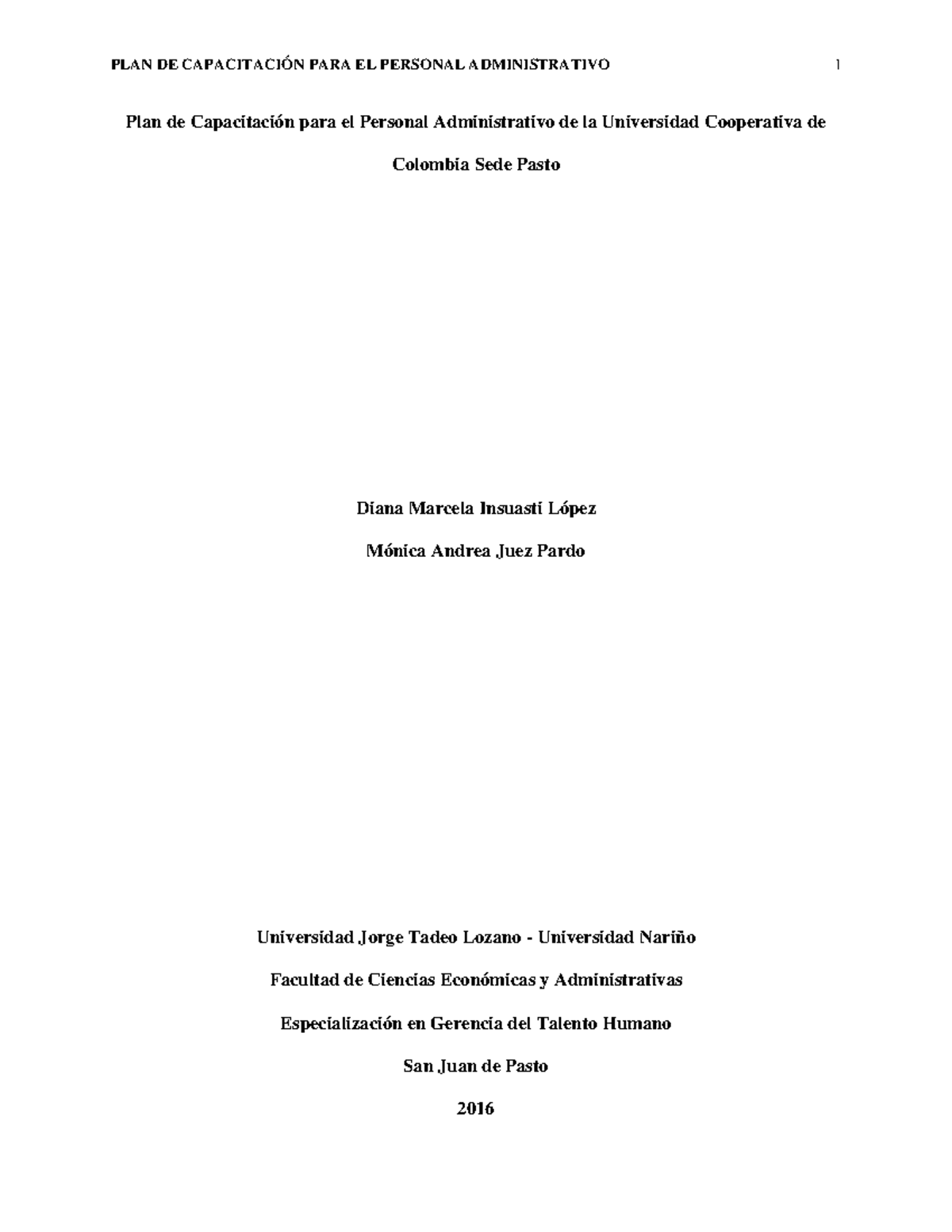 Plan de Capacitación para el Personal Administrativo de la Universidad ...
