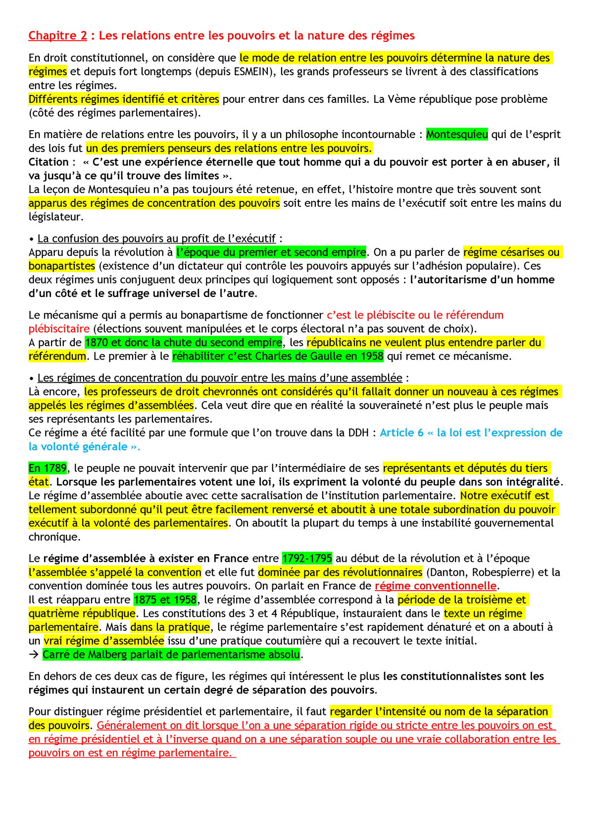 Deuxieme Partie Chapitre 2 Chapitre 2 Les Relations Entre Les Pouvoirs Et La Nature Des Regimes Studocu