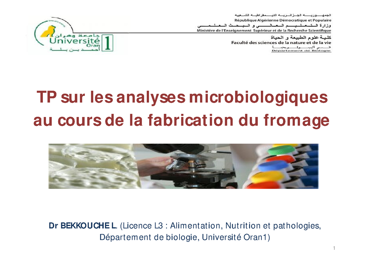 TP Analyse Microbiologique Du Fromage (ANP) - TP Sur Les Analyses ...