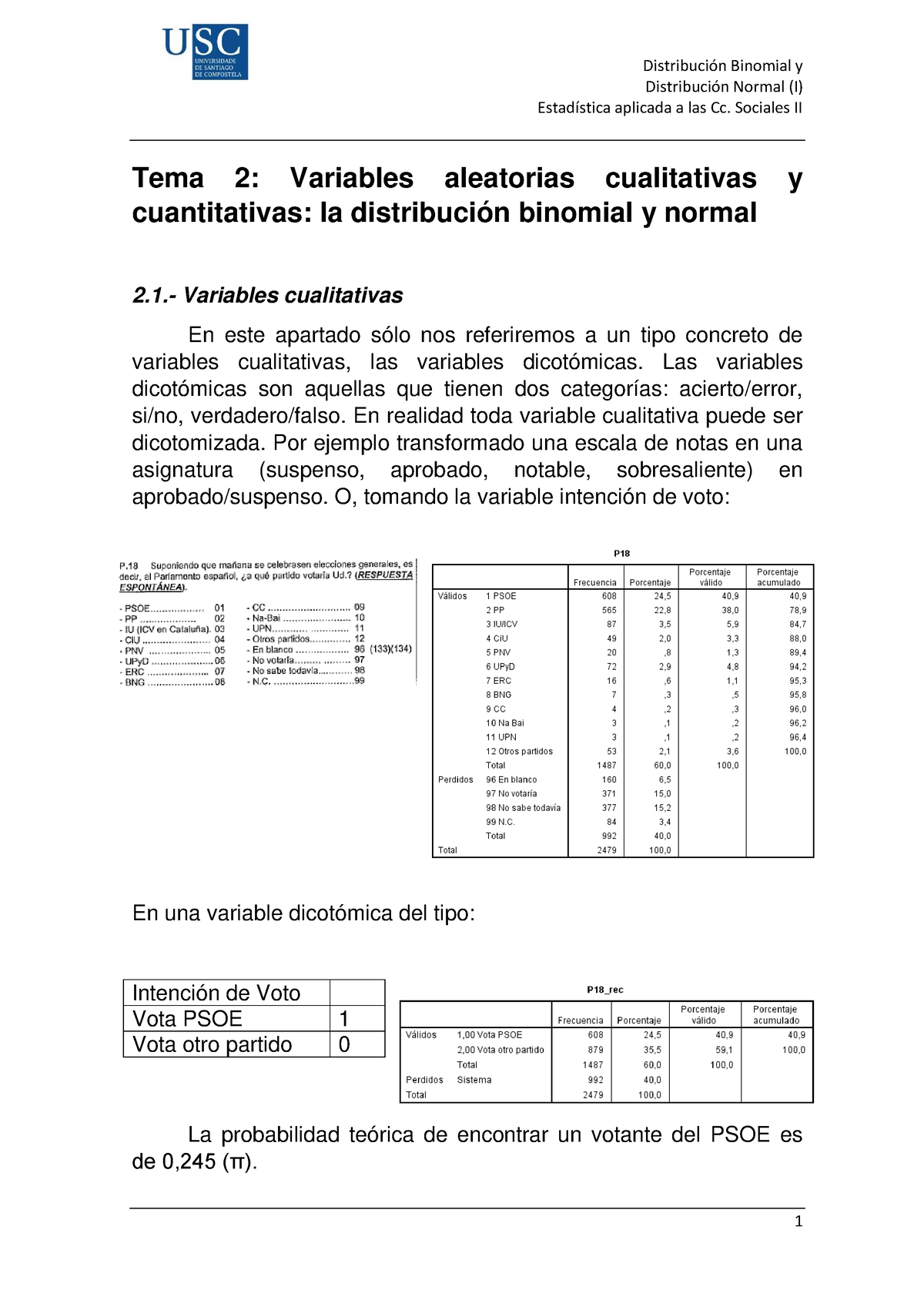 Tema 02 Distribuci Ã³n Binomial Y Normal (I) - Distribución Normal (I ...