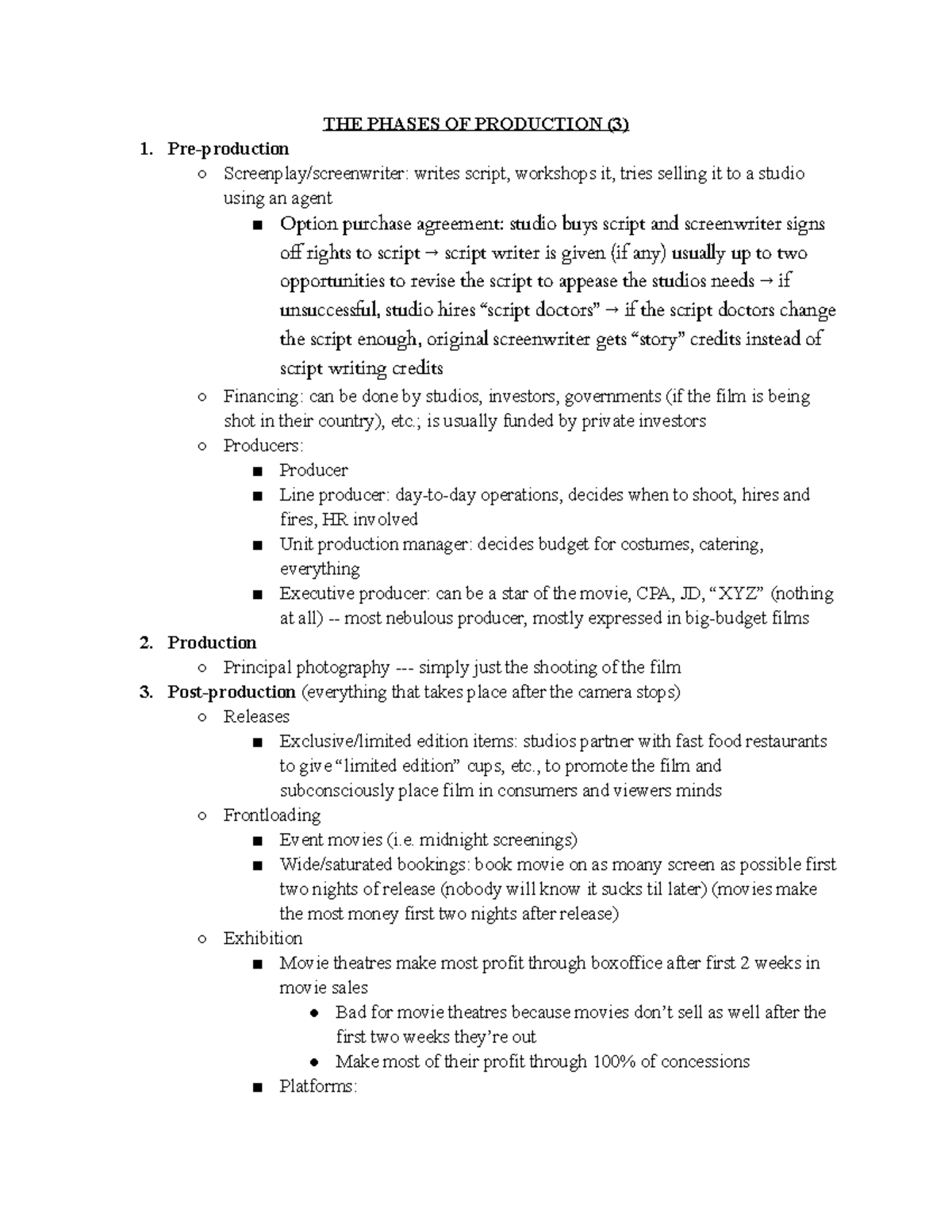 Phases of Production Dr. Gerald Sim THE PHASES OF PRODUCTION (3