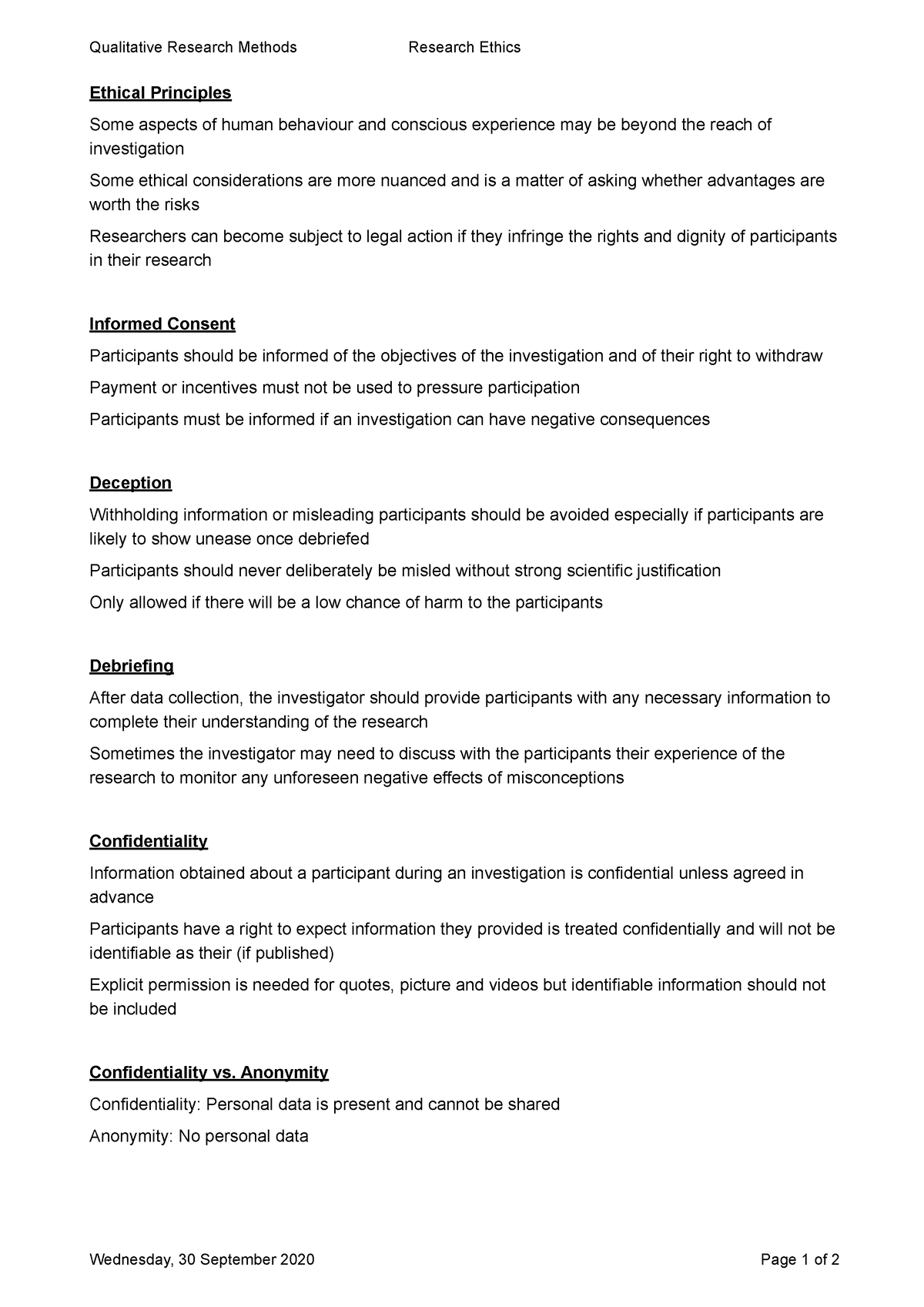 Research Ethics - Qualitative Research Methods Research Ethics Ethical ...