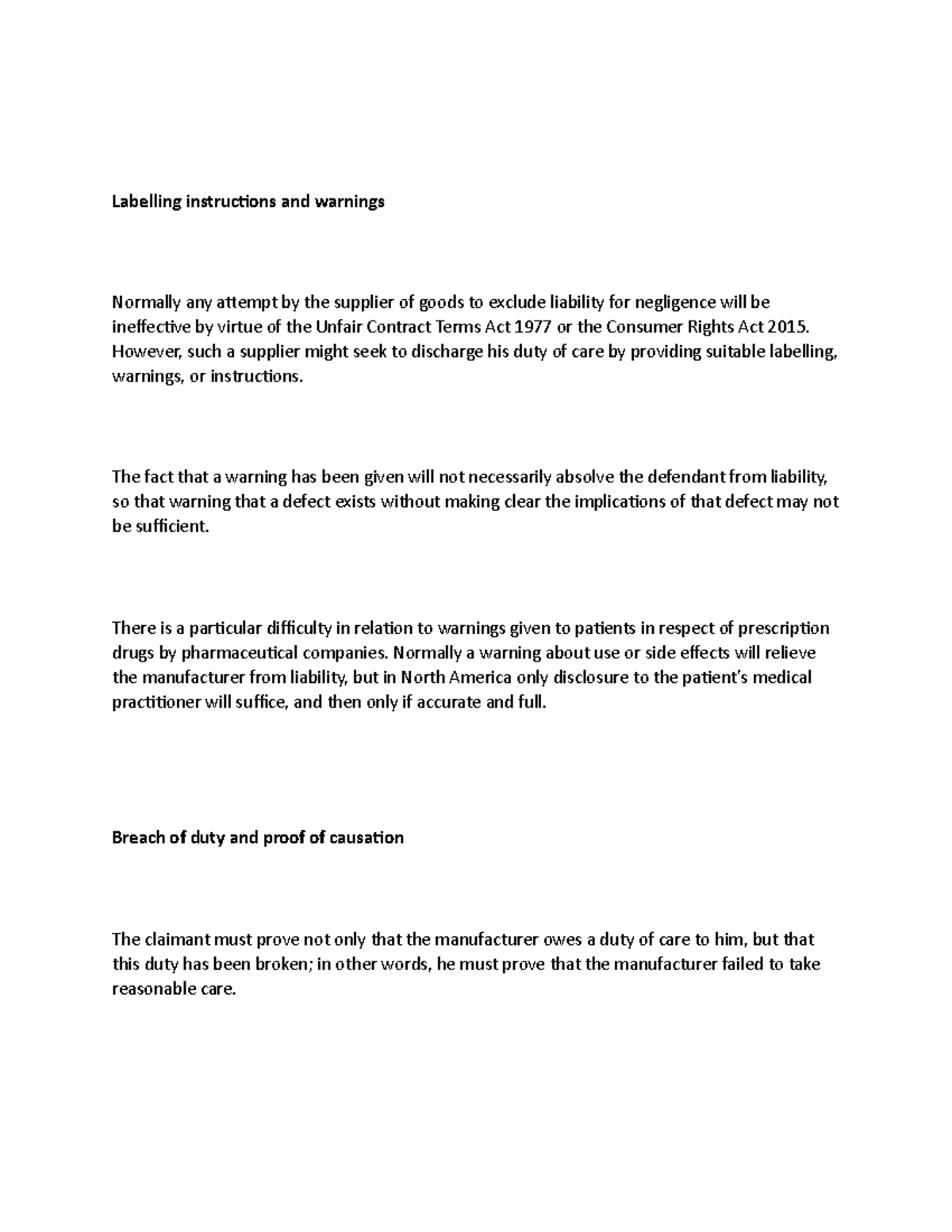 Labelling instructions and warnings Labelling instructions and