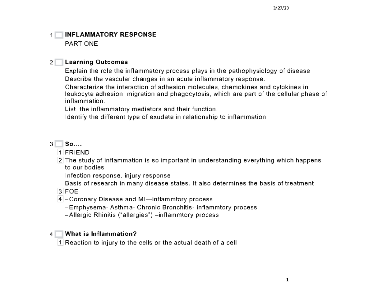 JSInflammatory+Response+Part+1+2022 - 3/27/ 1 INFLAMMATORY RESPONSE ...