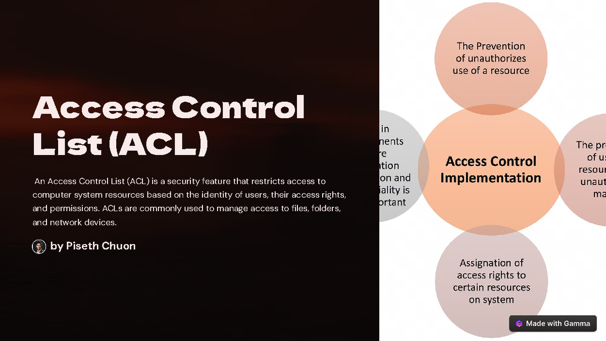 Access Control List ACL - ACLs are commonly used to manage access to ...