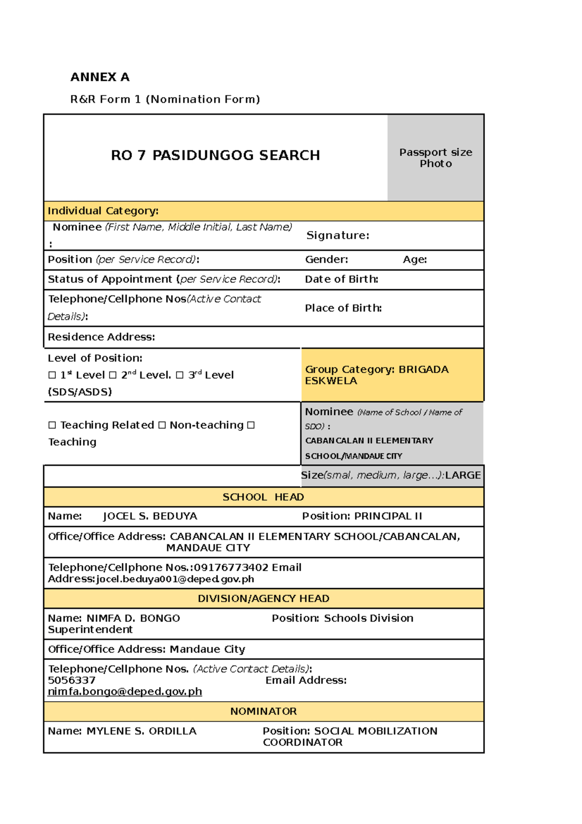 BE- Implementer- Executive- Summary- Edited-2 - ANNEX A R&R Form 1 ...