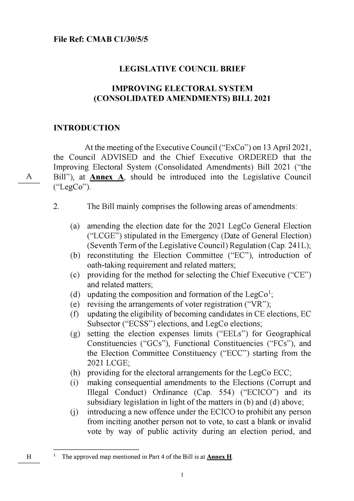 IMPROVING ELECTORAL SYSTEM (CONSOLIDATED AMENDMENTS) BILL 2021 File