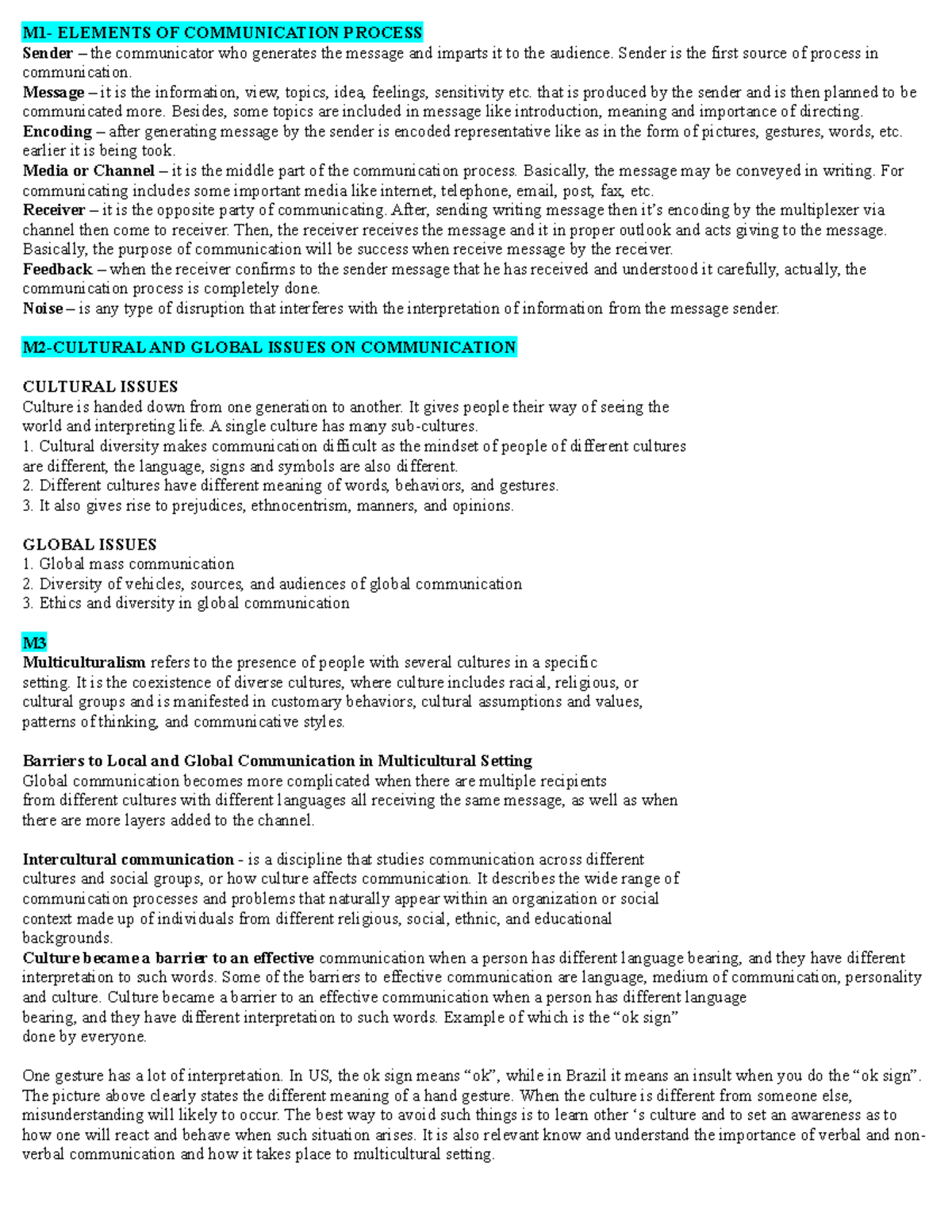 Reviewer in purposive comm - M1- ELEMENTS OF COMMUNICATION PROCESS ...