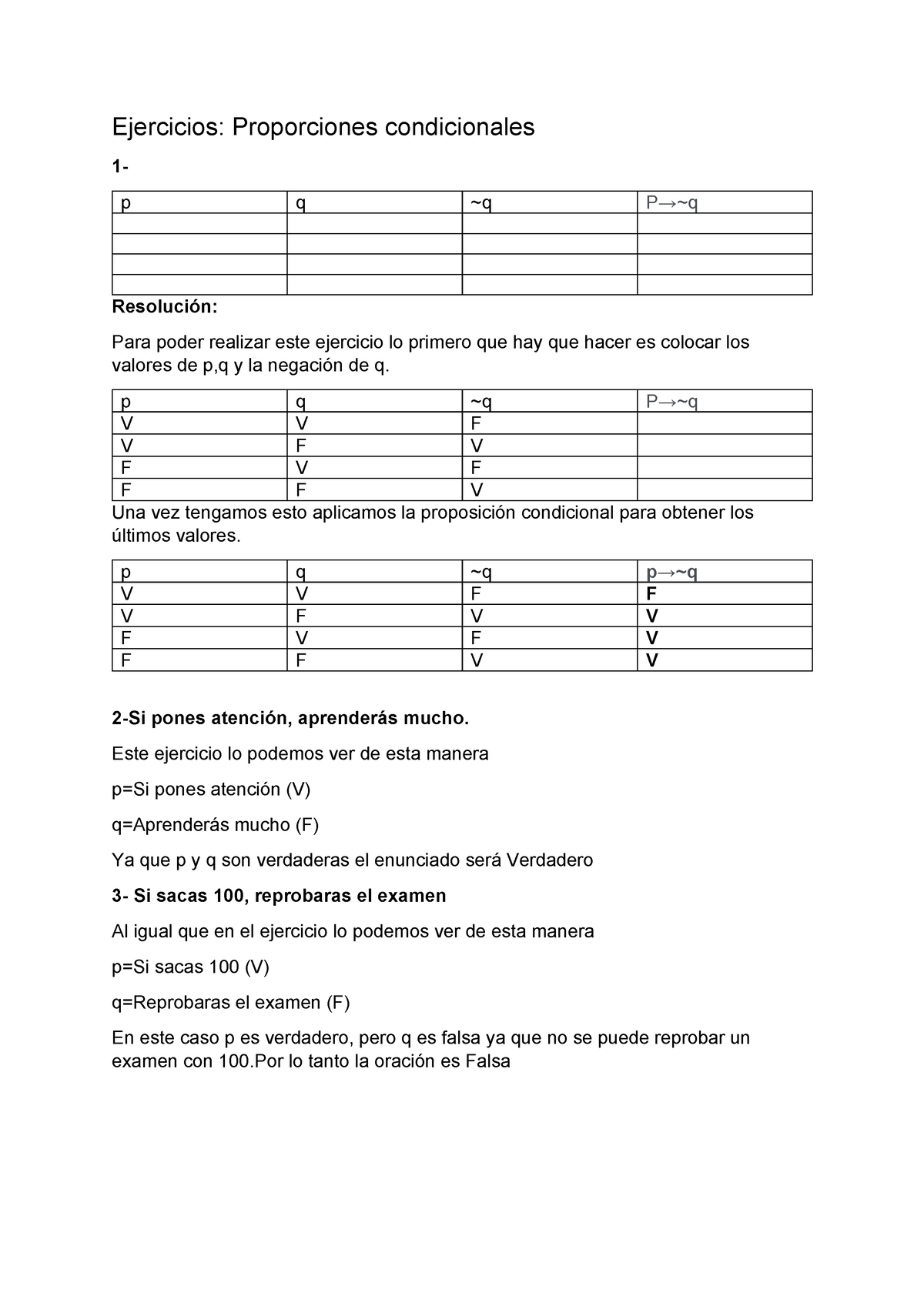 Ejer Discretas Proposiciones Condicionales - Ejercicios: Proporciones ...