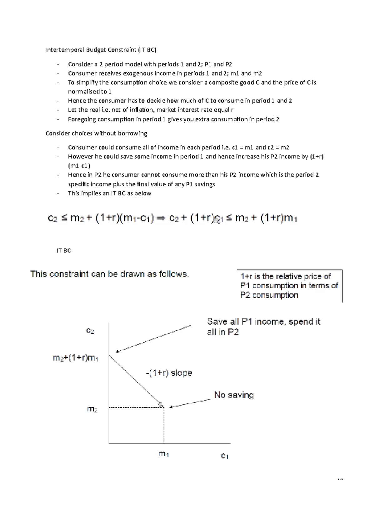 Lecture 11 Intertemporal Budget Constraint It Bc Consider A 2 Period Model With Periods 1