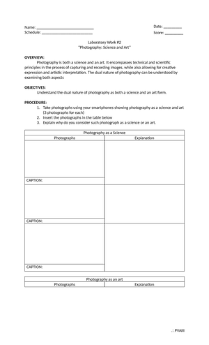 Laboratory Work #4 - Name: ____________________________ Schedule
