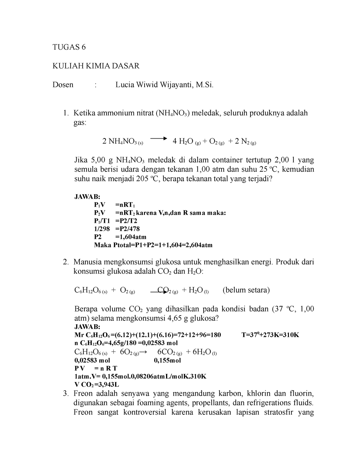 Tugas 6 - Basic Chemistry Course Notes : Question And Answer - TUGAS 6 ...