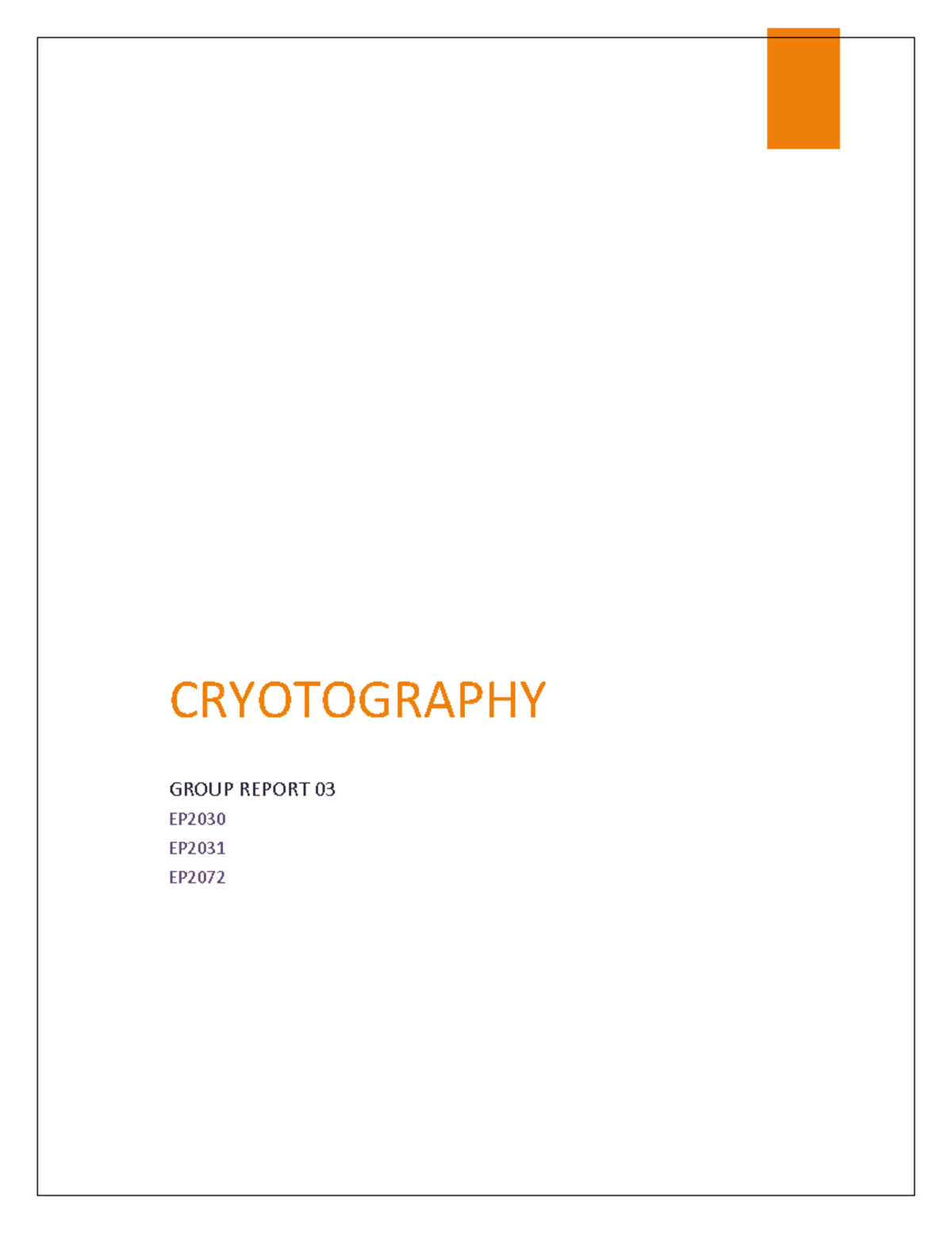 Cryptography Group 03 - CRYOTOGRAPHY GROUP REPORT EP EP EP TABLE OF ...