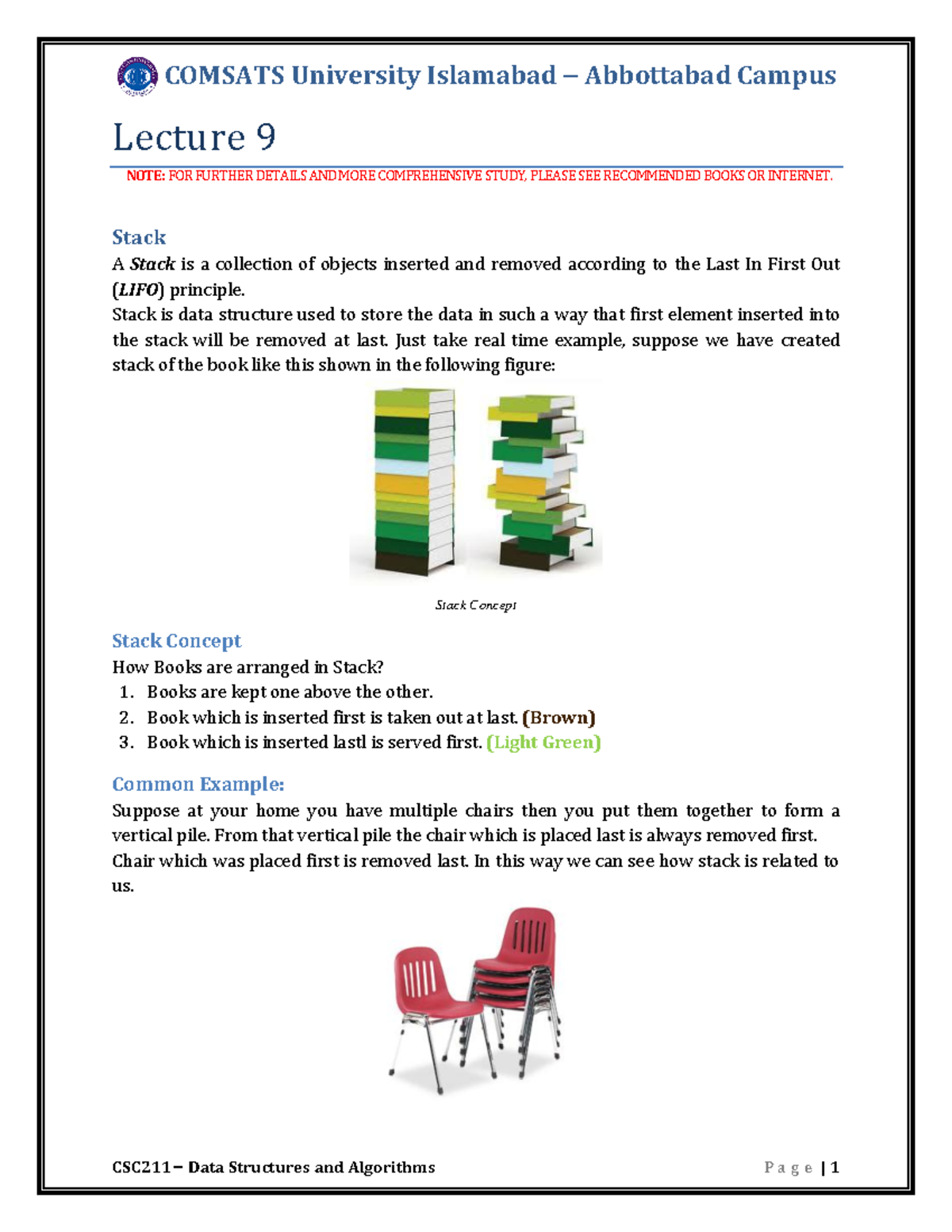 Lecture 9 - With Full Detail - Lecture 9 NOTE: FOR FURTHER DETAILS AND ...