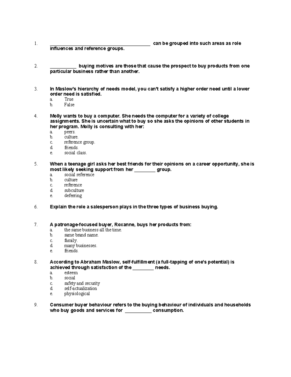 Chapter 8 QUIZ manning Selling Today 7ce ch08 - - Studocu