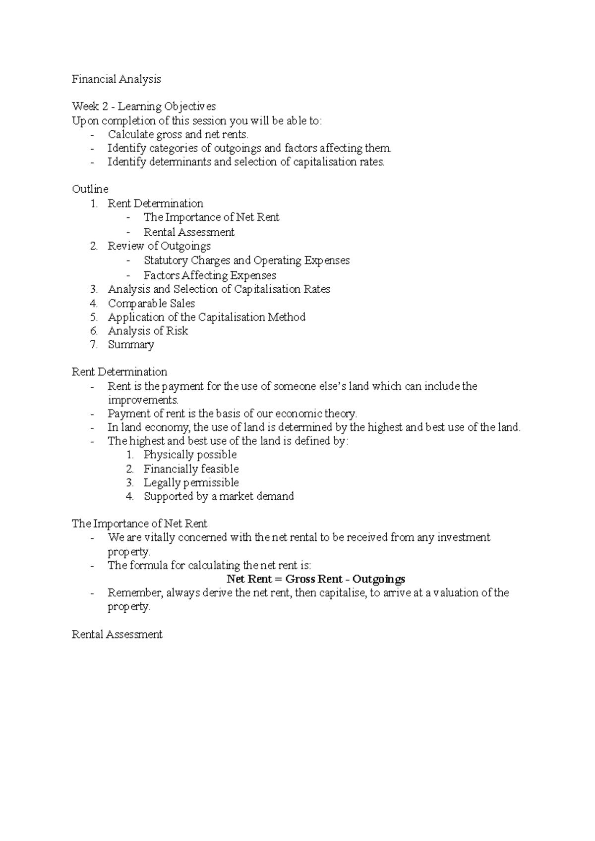 Financial Analysis - Financial Analysis Week 2 - Learning Objectives ...