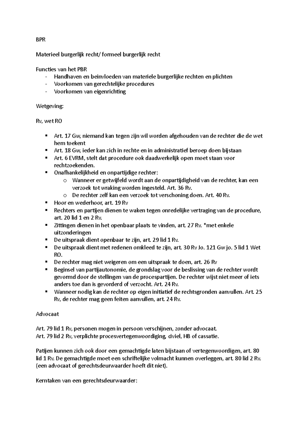 Burgerlijk Procesrecht - BPR Materieel Burgerlijk Recht/ Formeel ...