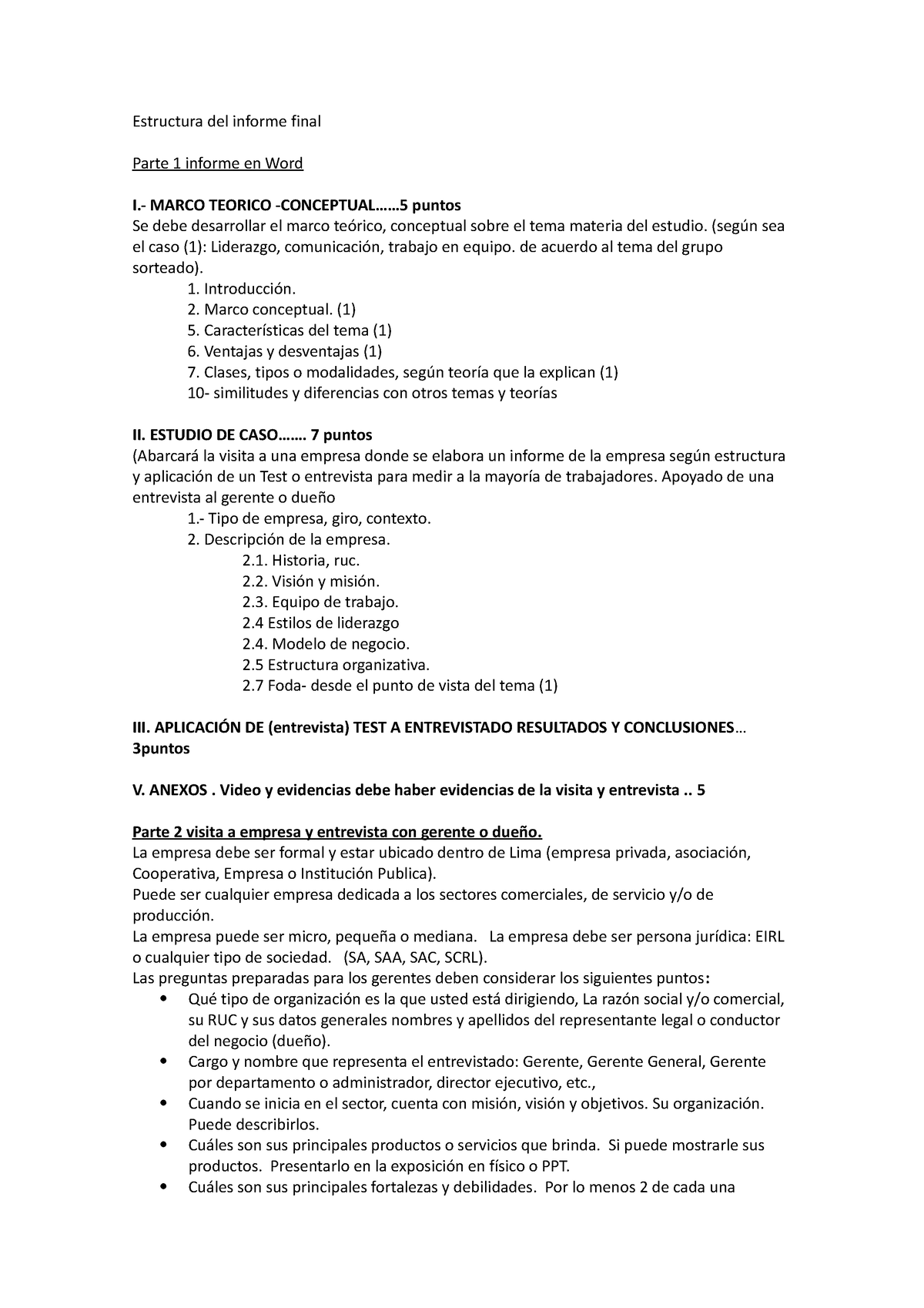 Trabajo Final Liderazgo Estructura Del Informe Final Parte 1 Informe En Word I Marco Teorico 0643