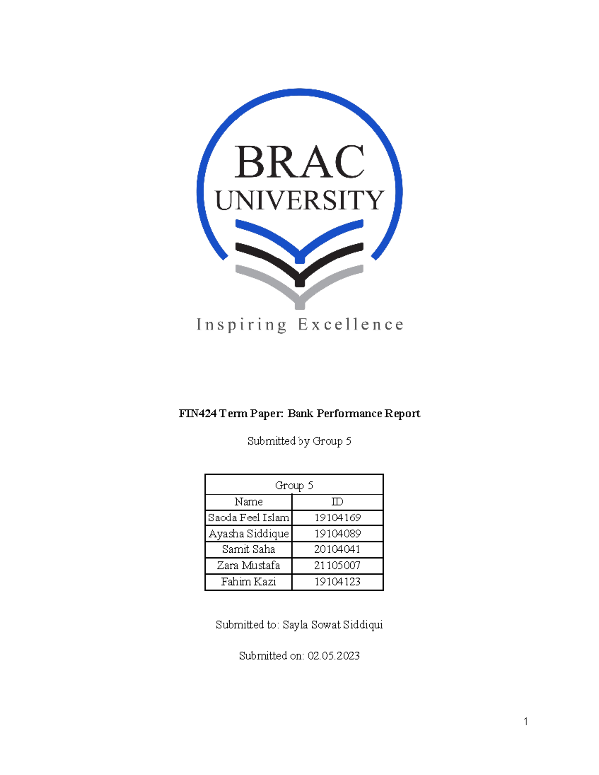 FIN424 Term Paper, Group 5 - FIN424 Term Paper: Bank Performance Report ...