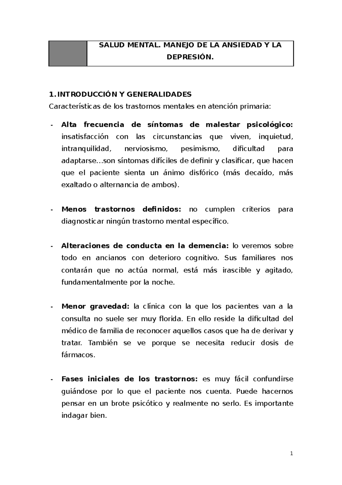 Salud Mental. Manejo de la ansiedad y la depresión - SALUD MENTAL ...