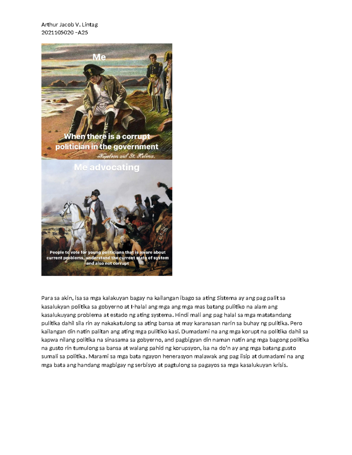 Rizal Lintag Assessment 2 - Arthur Jacob V. Lintag 2021105020 –A Para ...