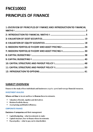 FNCE10002 - Melbourne - Principles of Finance - Studocu