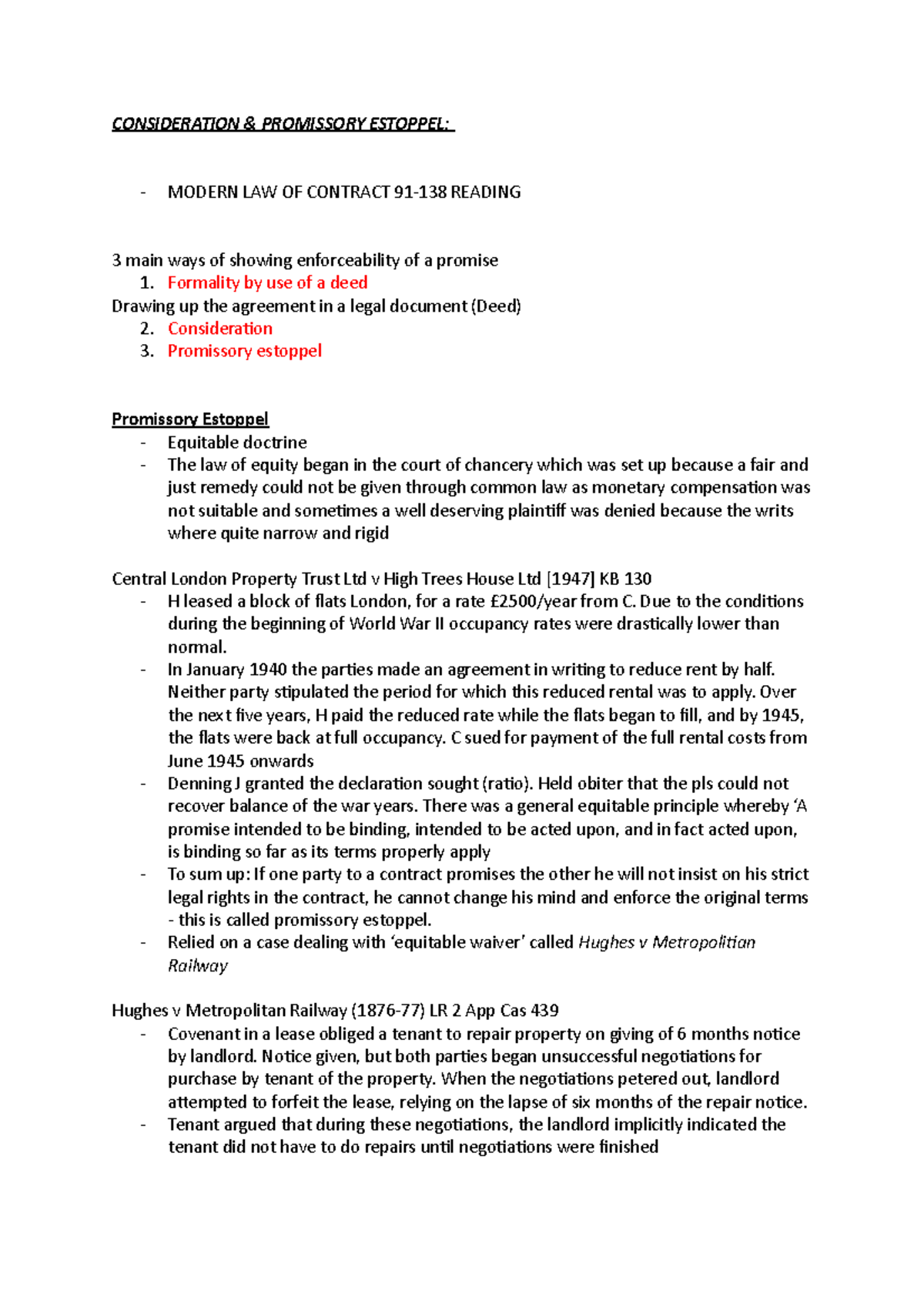 Law Of Contract - Promissory Estoppel - CONSIDERATION & PROMISSORY ...