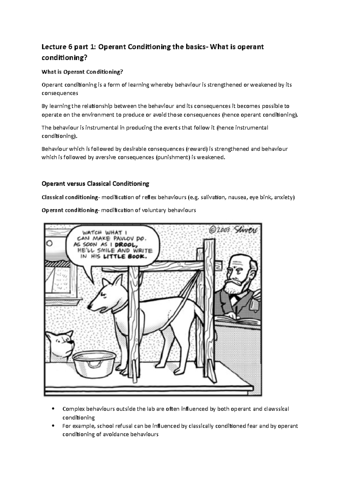 Lecture 6 Operant Conditioning The Basics - Lecture 6 Part 1: Operant ...