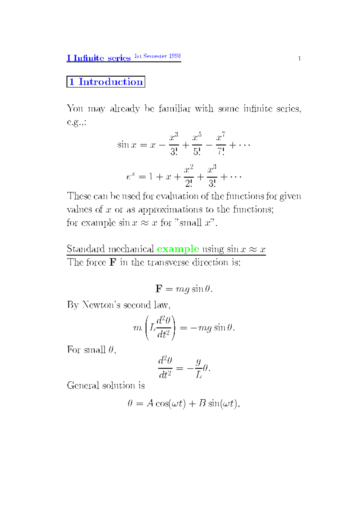 Notes - Fourier Series - ! $01 0/2 "#$ %! - Studocu