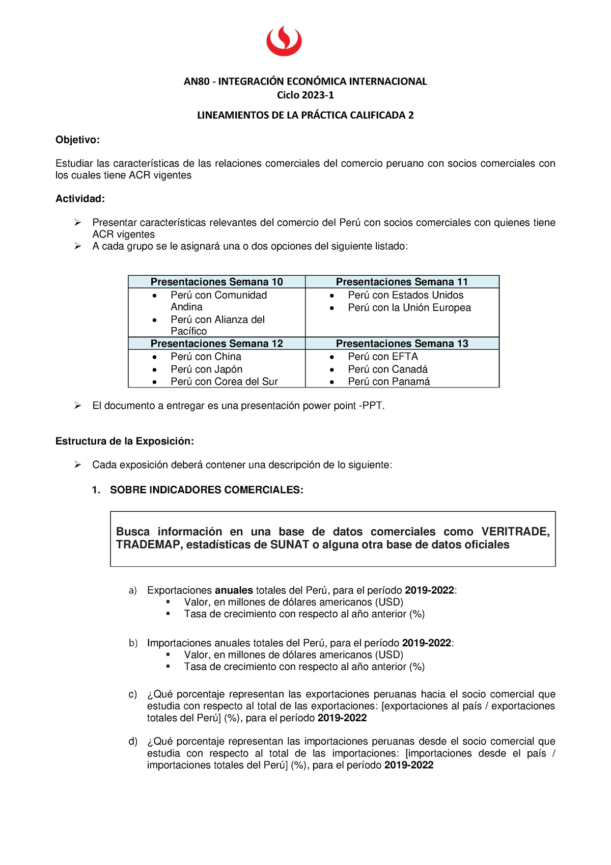 PC2 - Grupo 5 - Practica Calificada 2 - AN80 - INTEGRACI”N ECON”MICA ...