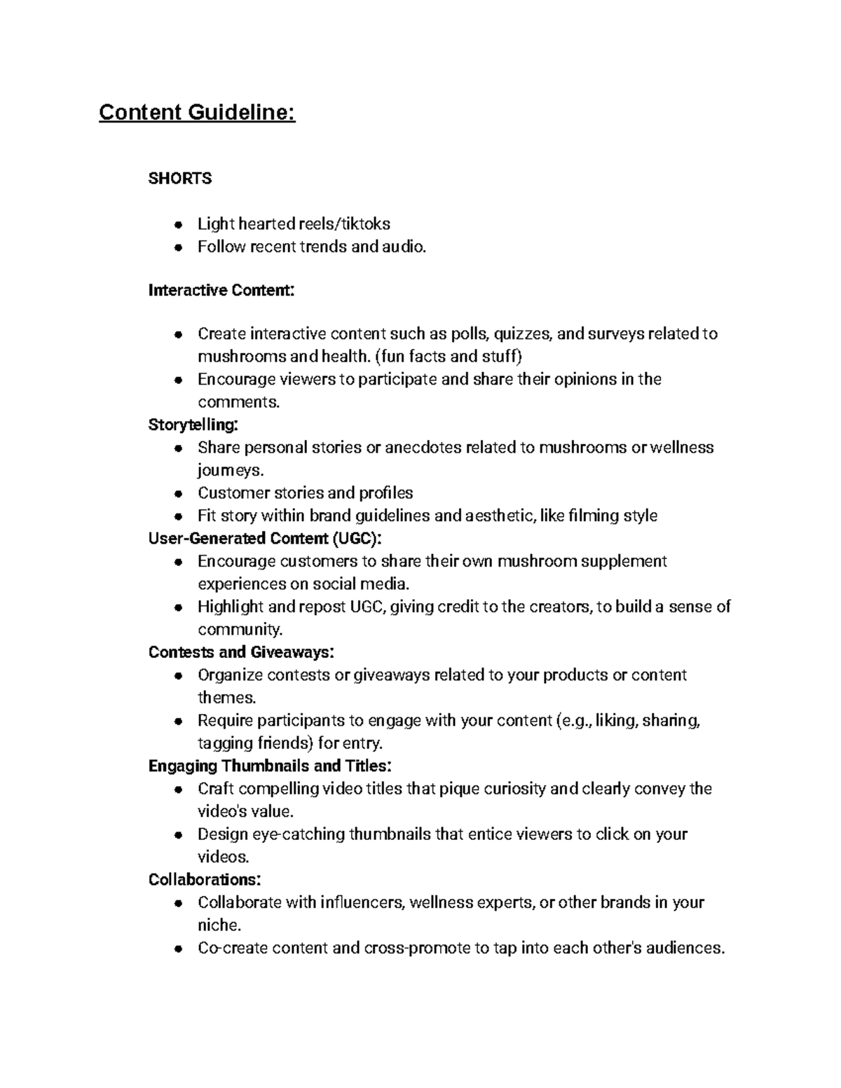 Content Creation - Content Guideline: SHORTS Light hearted reels ...