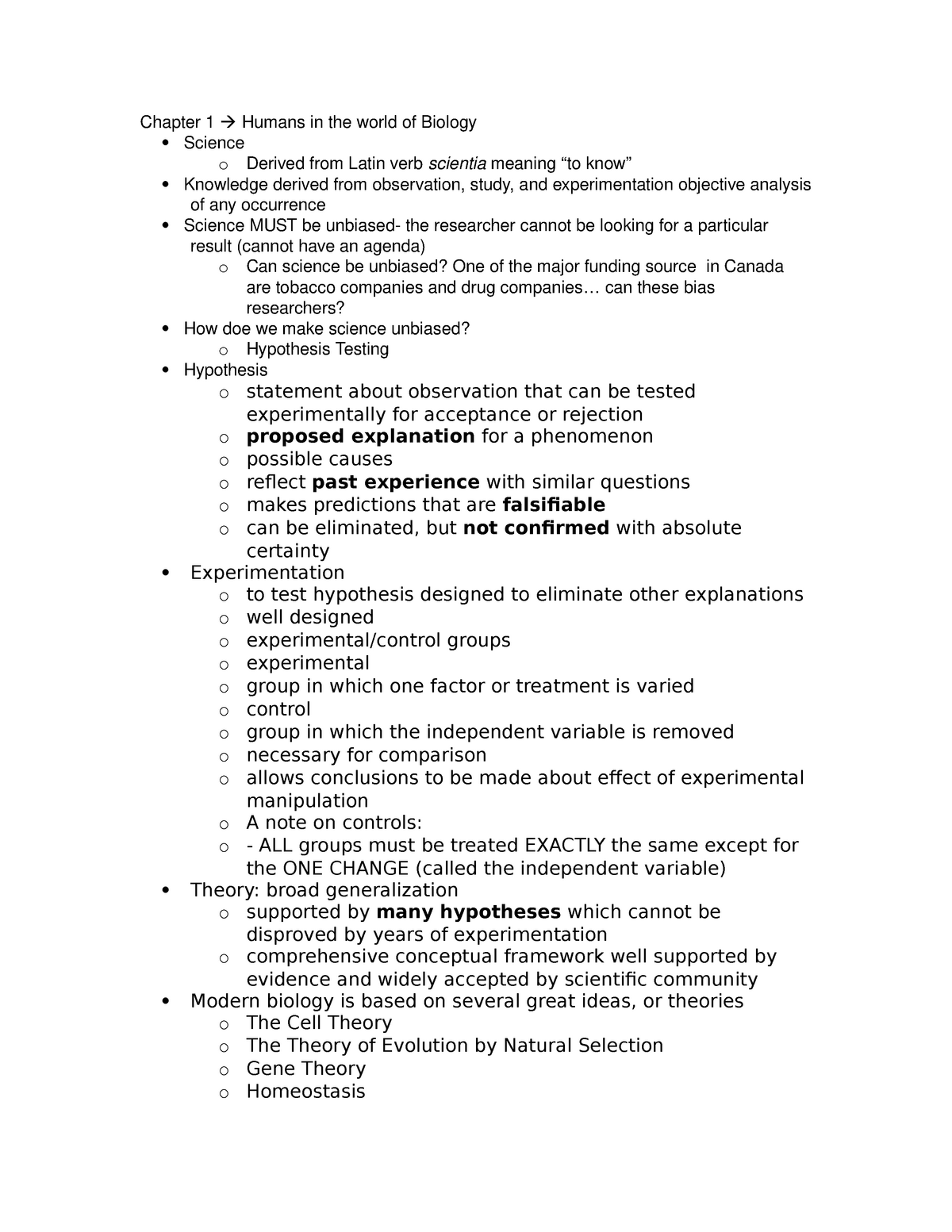 All The Lecture Notes For The Course Biology 101 Chapter 1 Humans In