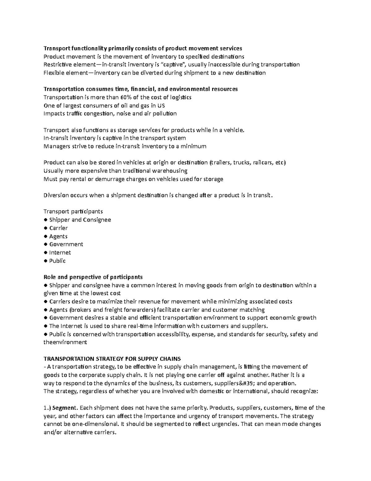 Transport Functionality and Participants - Transport functionality ...