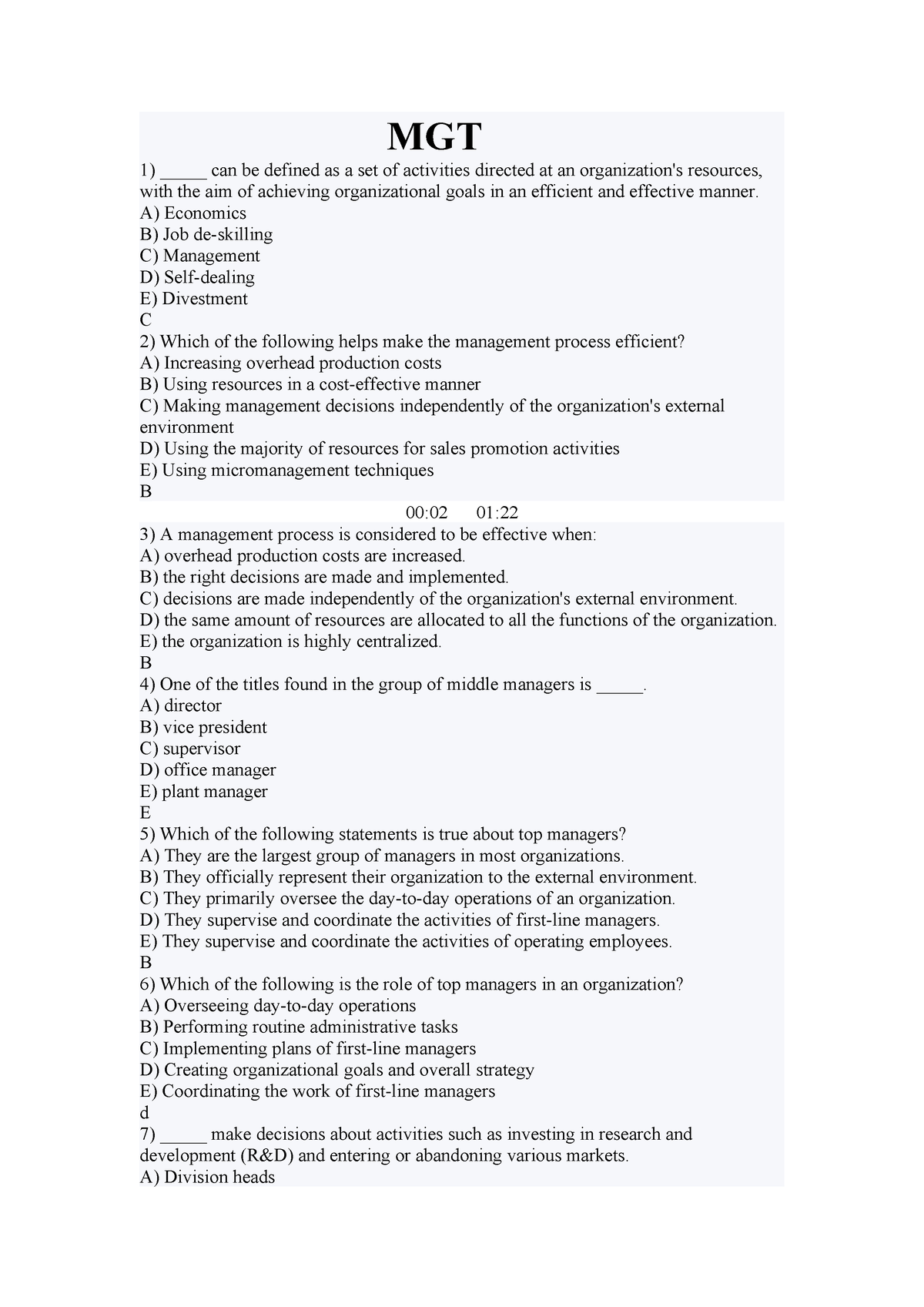 Final MGT103 - Assignment - MGT _____ Can Be Defined As A Set Of ...