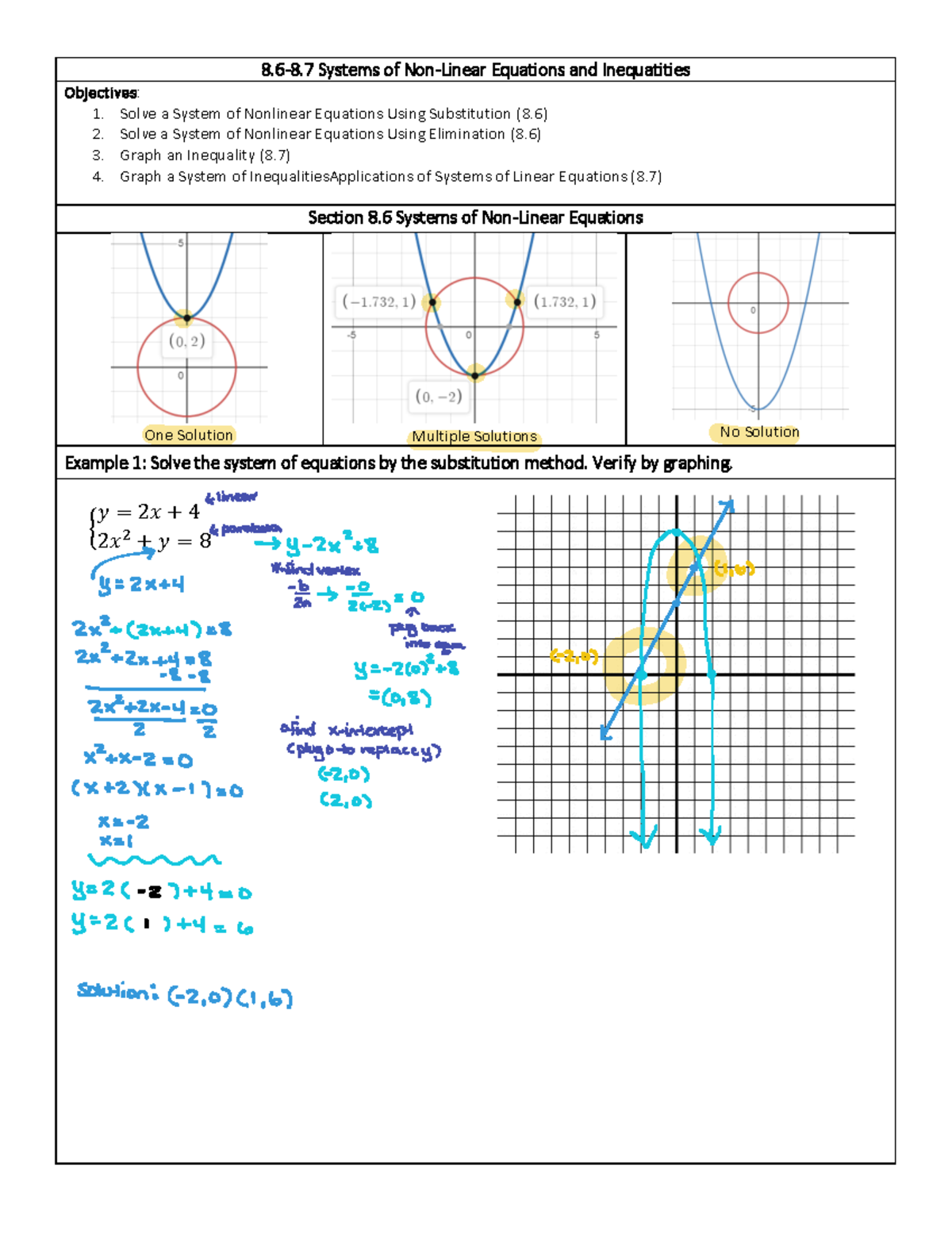 Unit Unit VI 8.6-8.7 guided notes ( System OF Nonlinear+ Linear ...