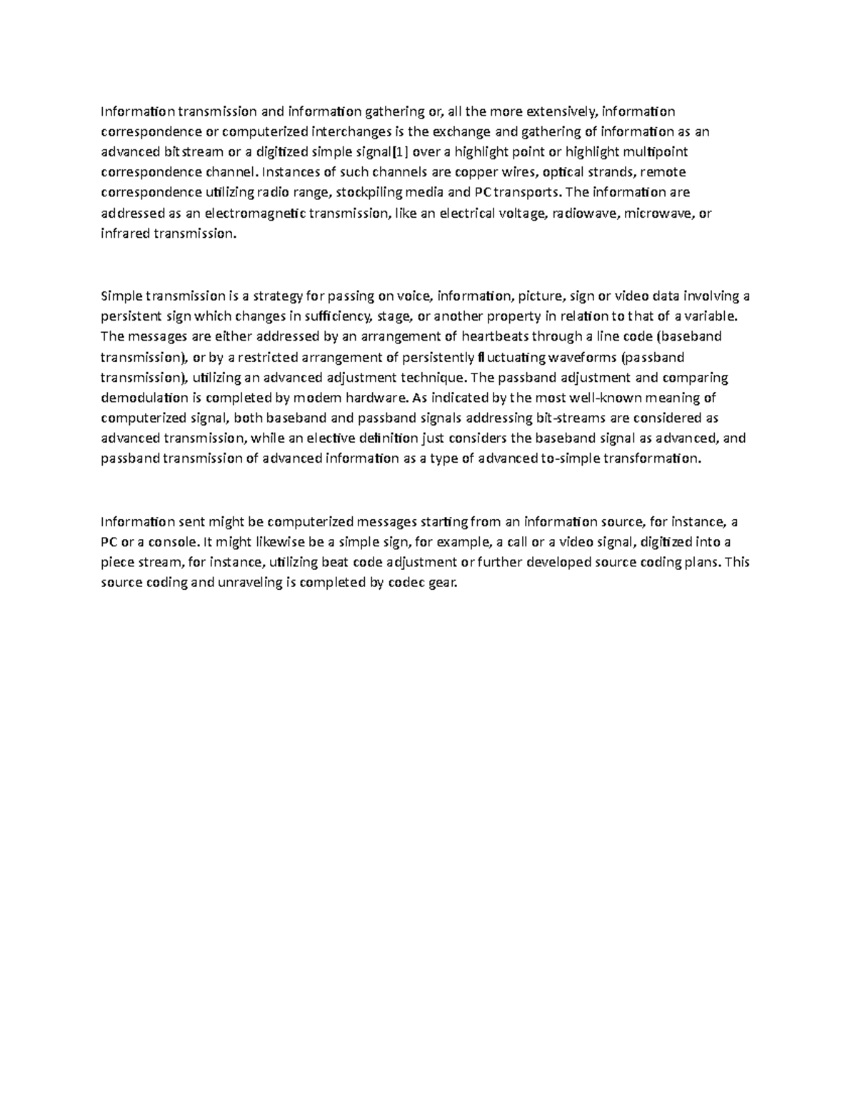 Data comms - DATA COMMUNICATIONS LEC 3 - Information transmission and ...
