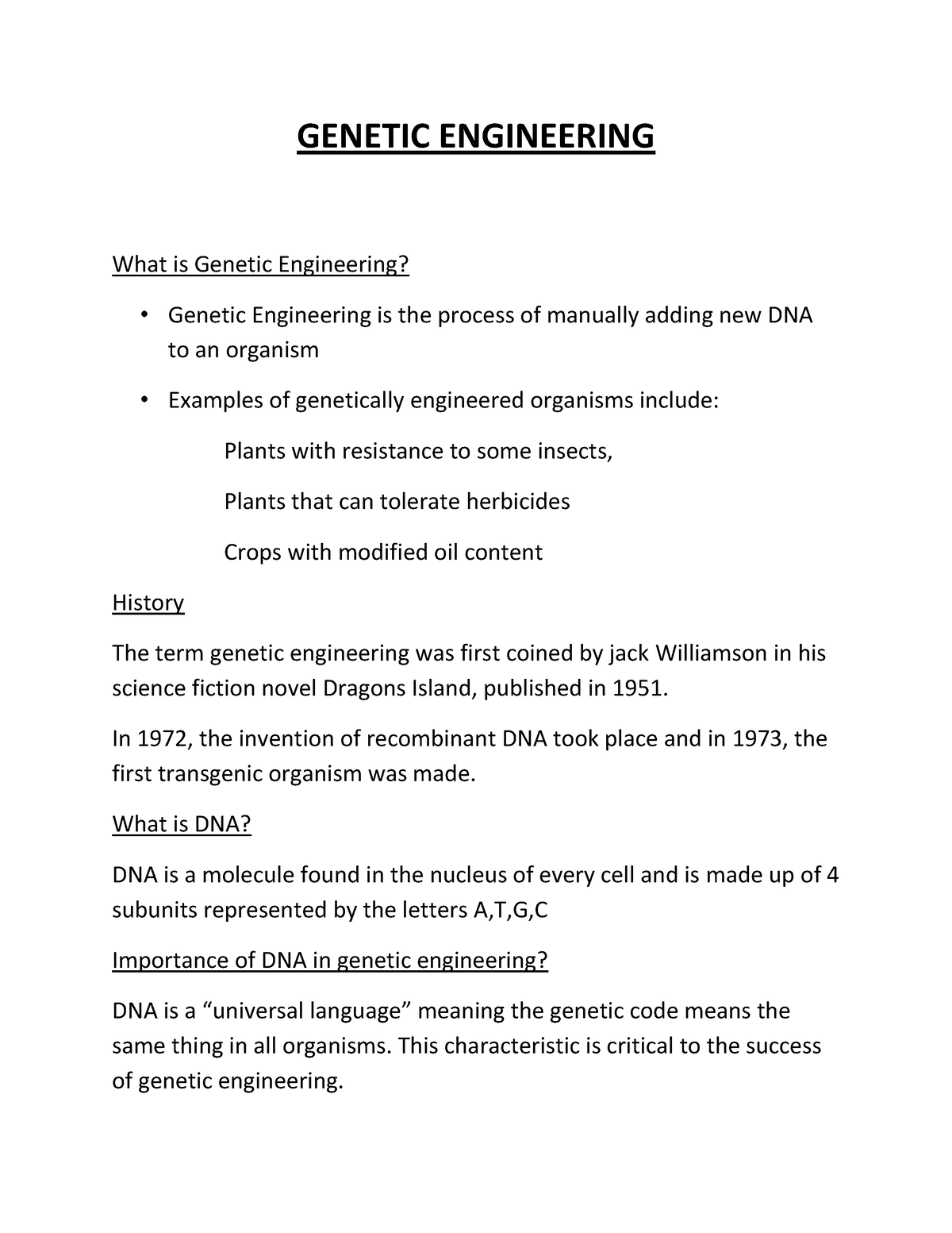 thesis on genetic engineering