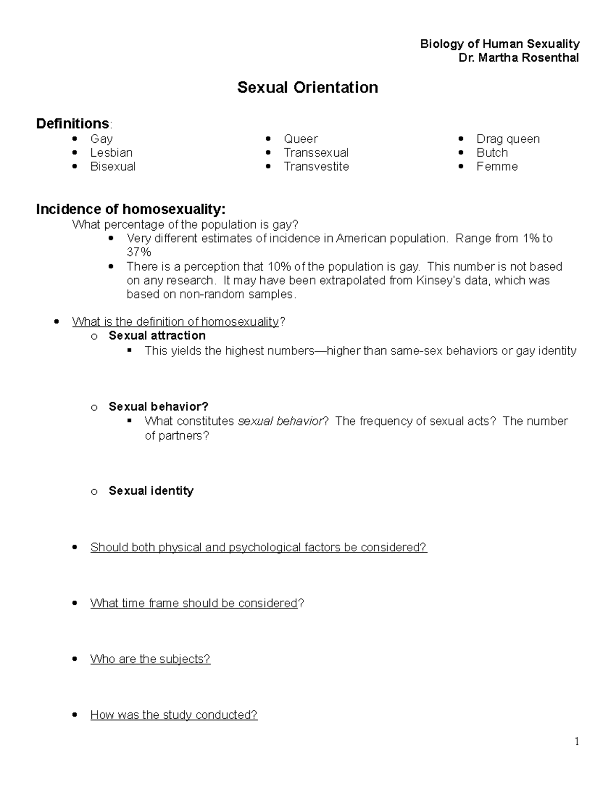 6- Orientation - Lecture Notes 6 - Biology Of Human Sexuality Dr ...