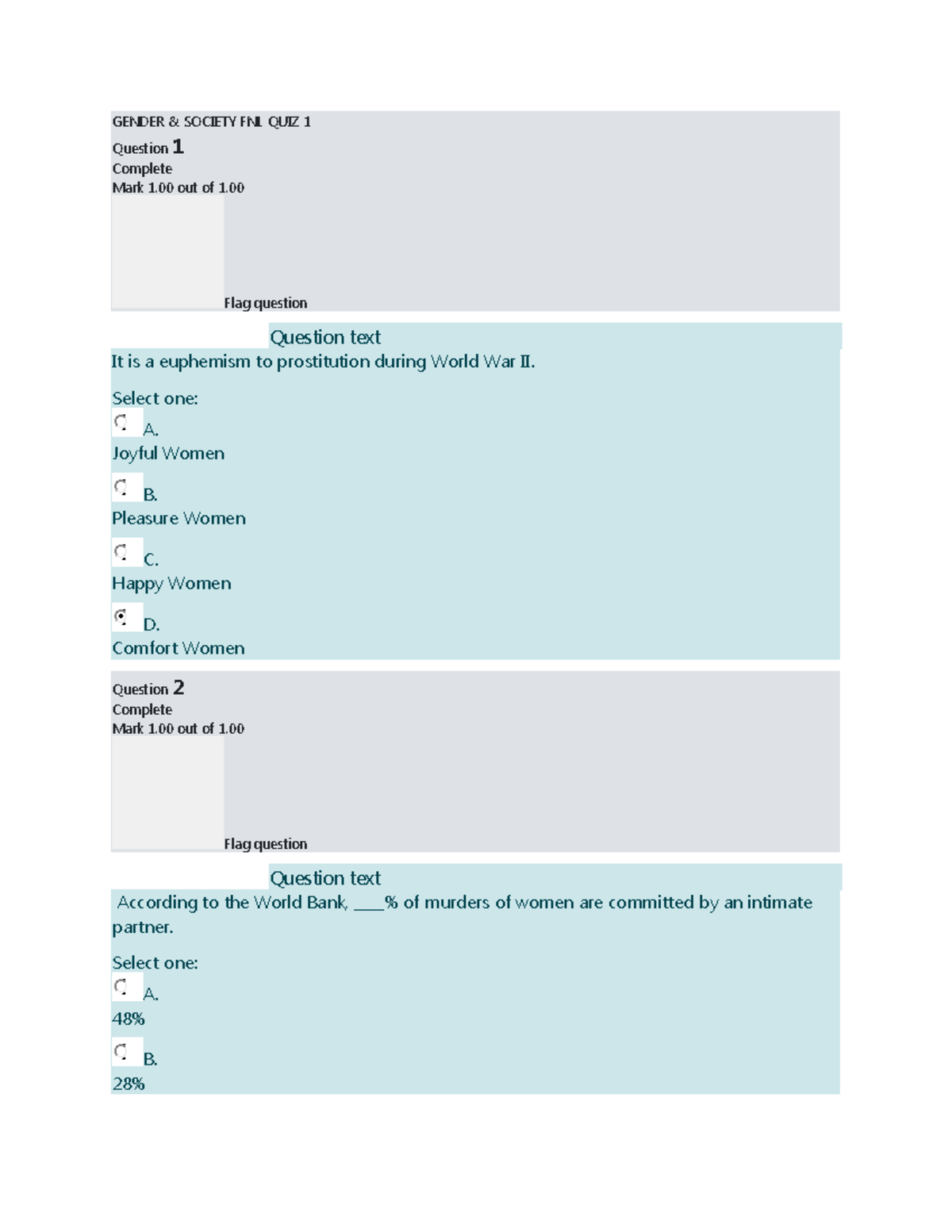 Toaz - Nanaaaaaaaaa - GENDER & SOCIETY FNL QUIZ 1 Question 1 Complete ...