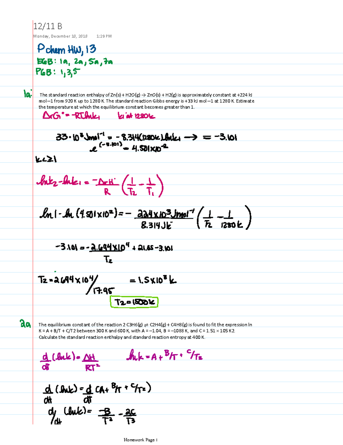 Lecture Notes for Physical Chem The standard reaction enthalpy