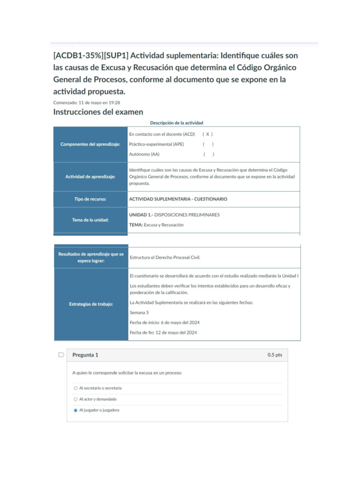 Excusa Y Recusacion - Derecho Procesal General I - Studocu