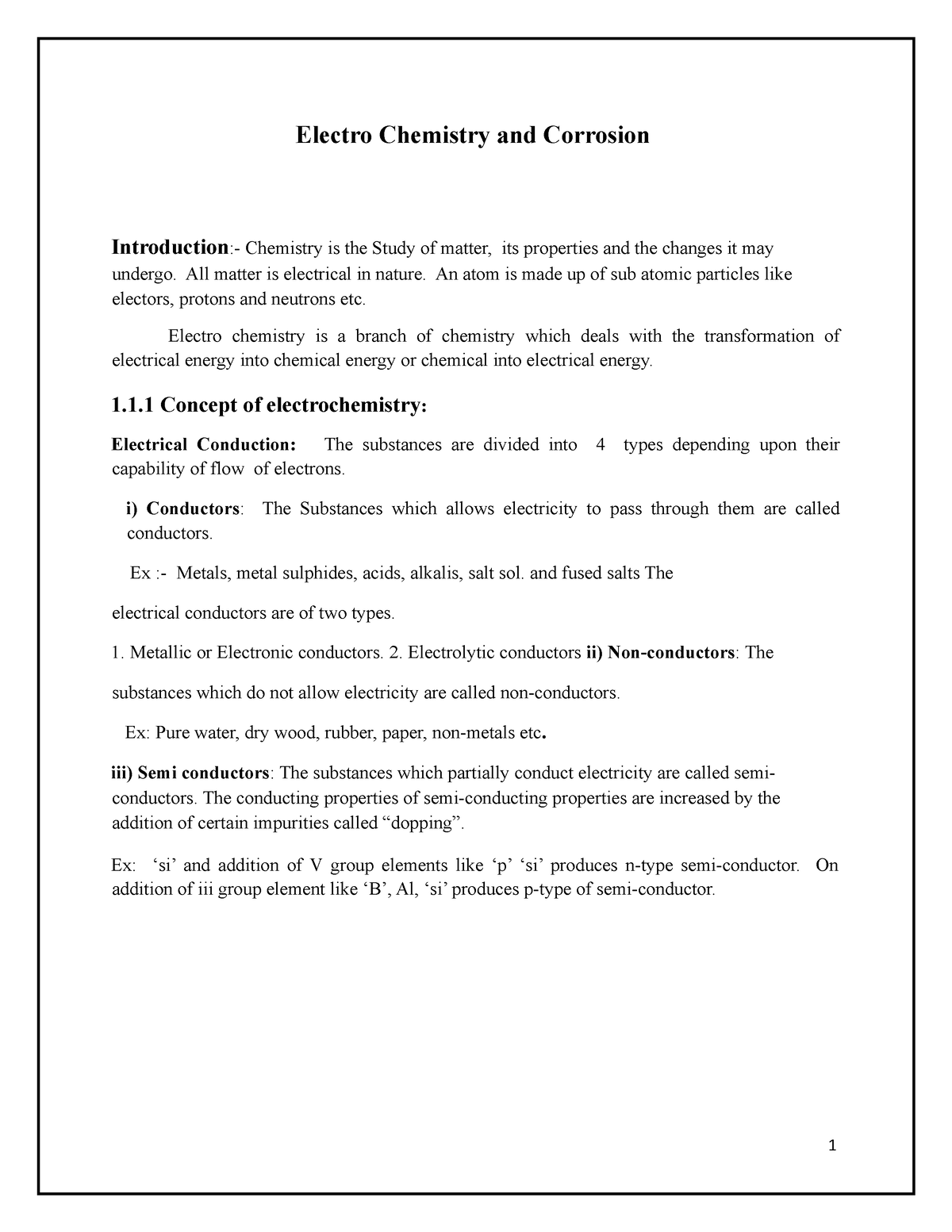 Engineering Chemistry Notes - Electro Chemistry And Corrosion ...