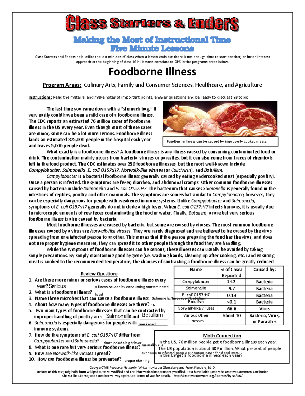 Kami Export Foodborne Illness Class Starters and Enders