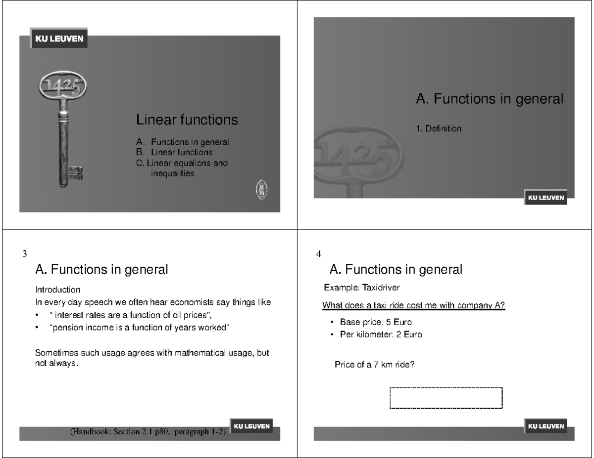 9 Linear-functions-slides - Linear Functions A. Functions In General B ...