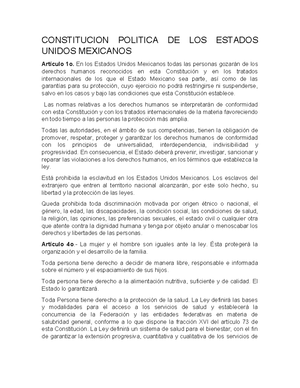 Constitucion Politica DE LOS Estados Unidos Mexicanos - CONSTITUCION ...