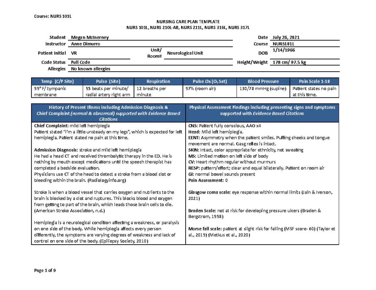 Restorative Nursing Care Plan Examples